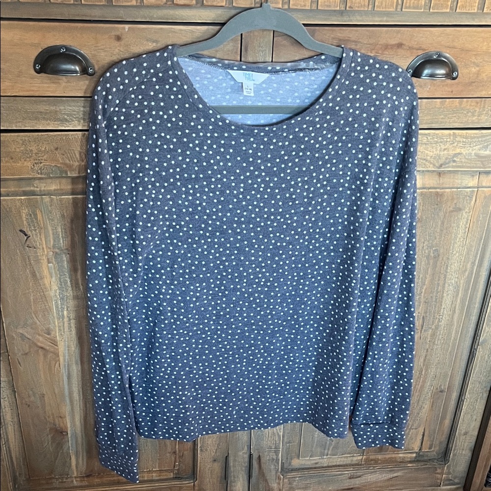 3/$12 Bundle and Save -Time and Tru Navy Polka Dot Long Sleeve Light Sweater